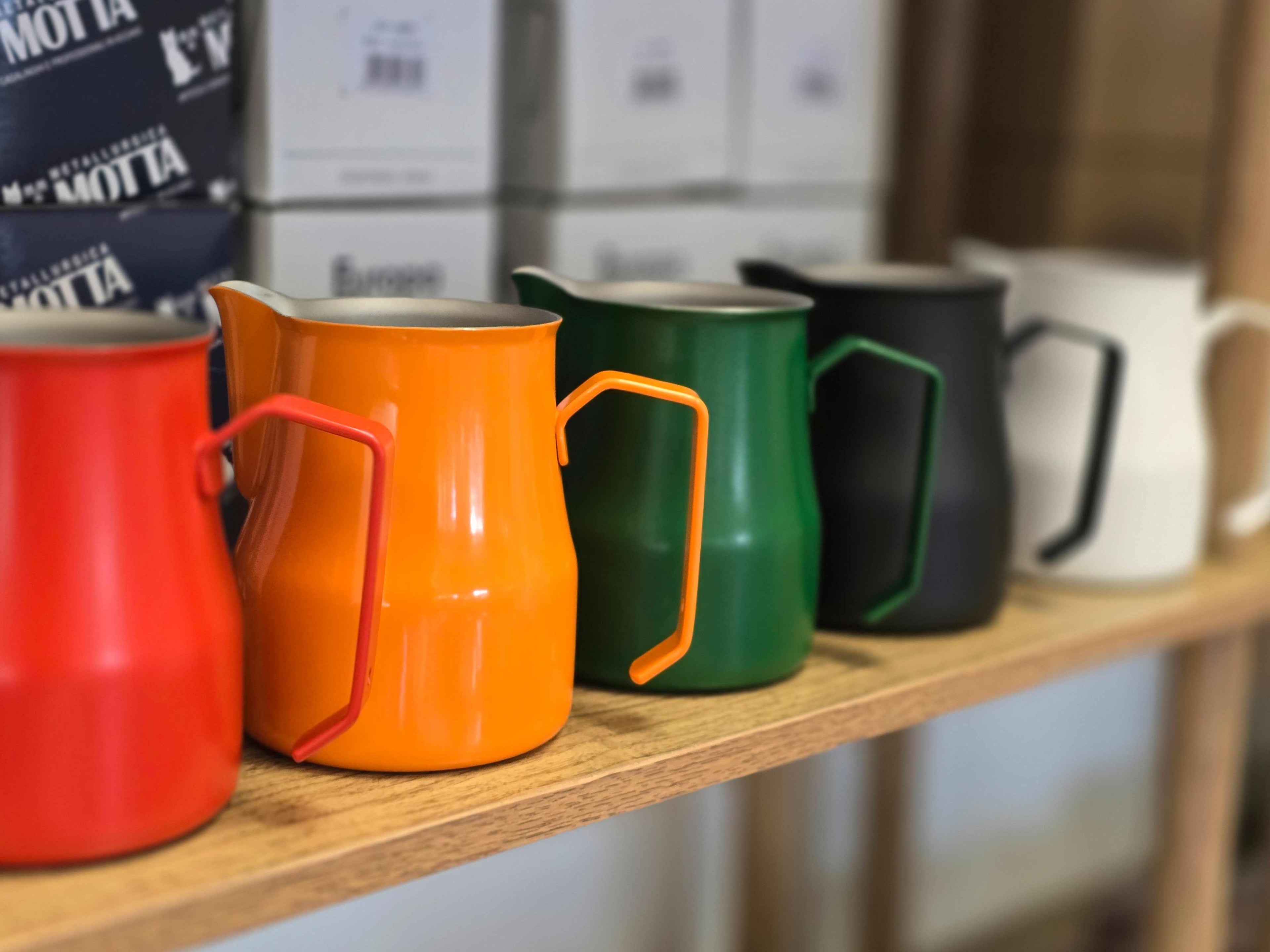 motta milk frothing pitchers in different colours available for purchase