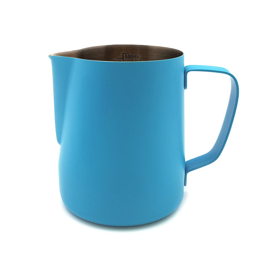 Blue milk pitcher side view